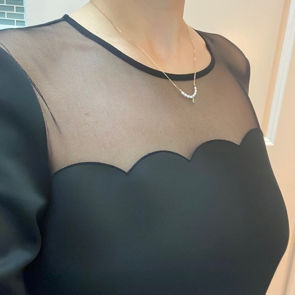 Ted Baker mesh scalloped A-Line Midi dress black size 4 - Picture 4 of 16